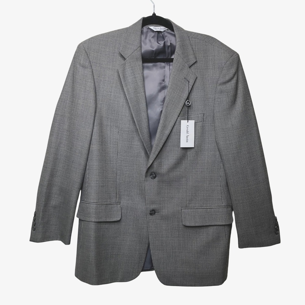 NWT‎ Gerald Austin Mens 40 R 100% Wool Houndstooth Sport Coat Blazer Jacket